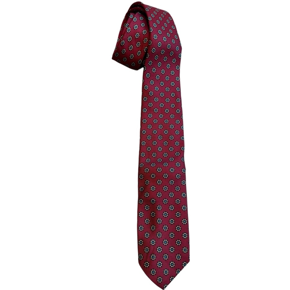 Vtg Brooks Brothers Blue Silk Tie With Blue Red Floral Pattern Made In England